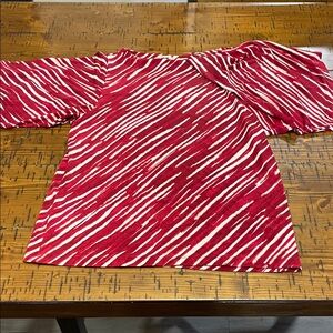 Anne Klein Burgundy and White Striped Top